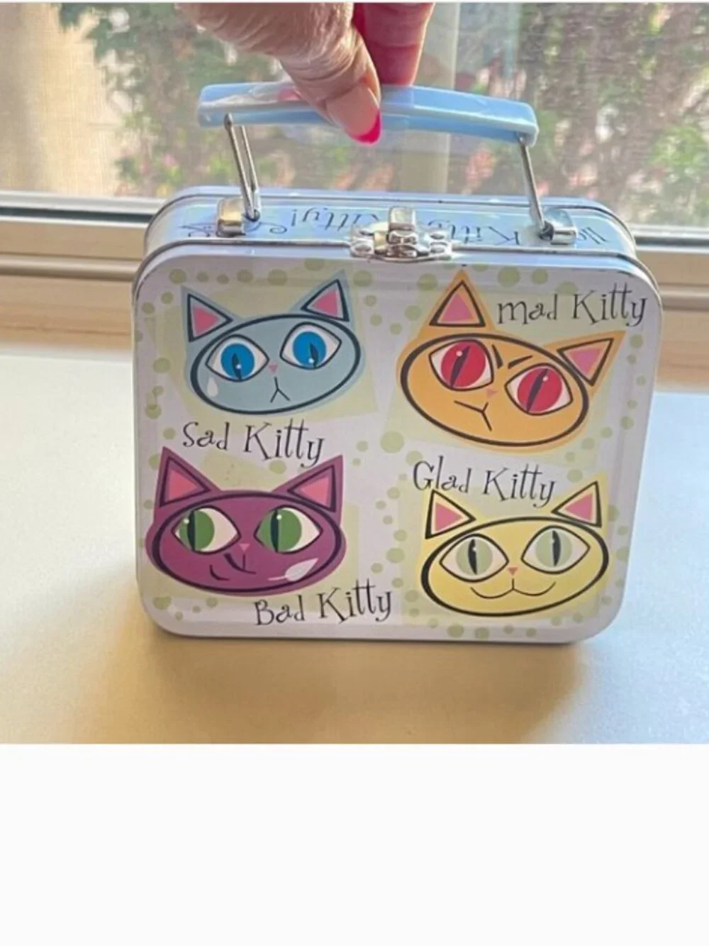 Kitty Cat Metal Lunch Box Small Bad Sad Glad Mad Meow Meow Vintage